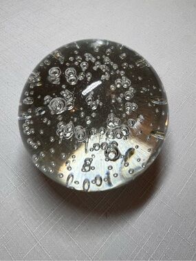 Clear Glass Bubble Paperweight. Collectible. Vintage